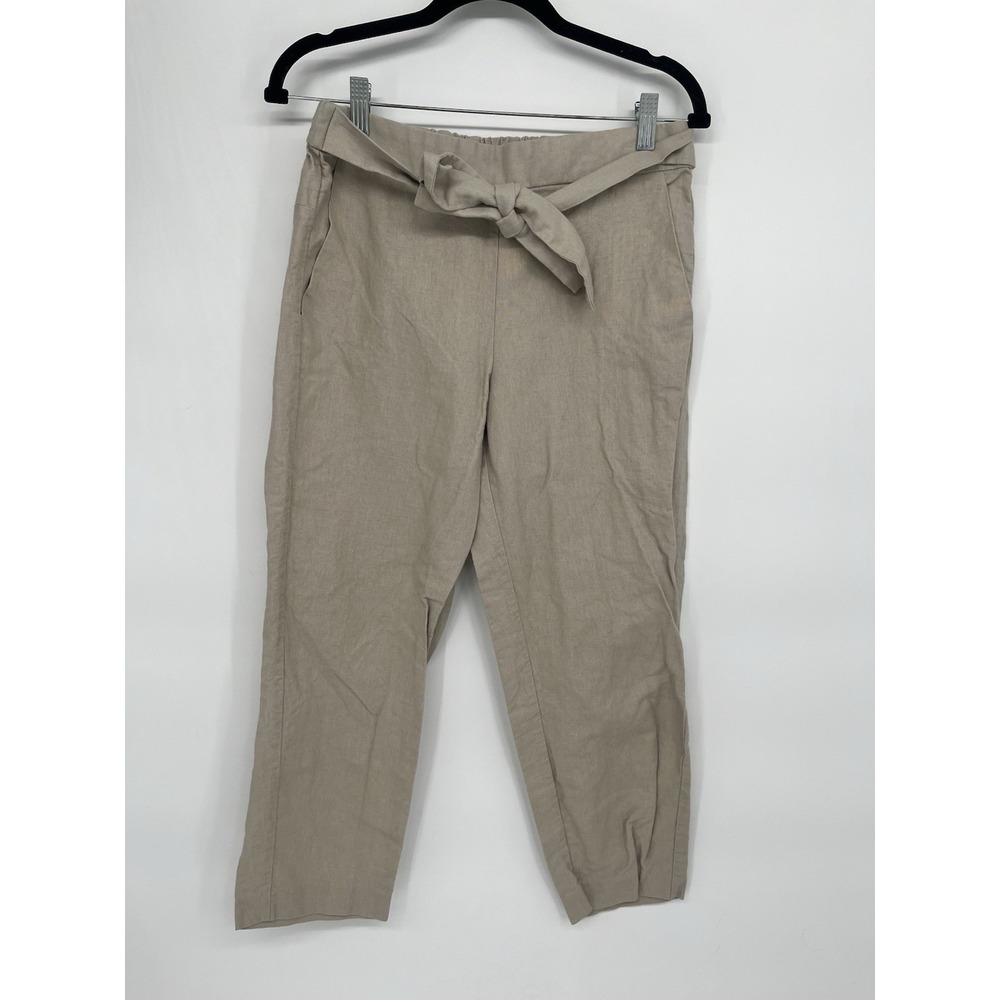 J.Crew Linen Blend Pants Tie Front Trouser High Rise Size 8